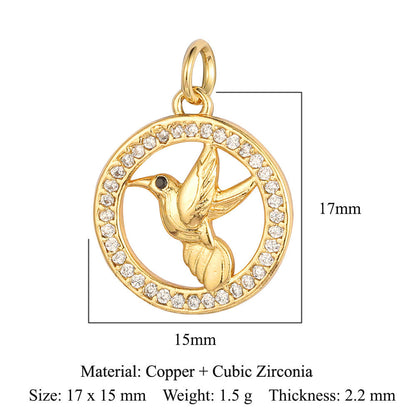 Butterfly Moon Rabbit Copper Zircon DIY Pendant