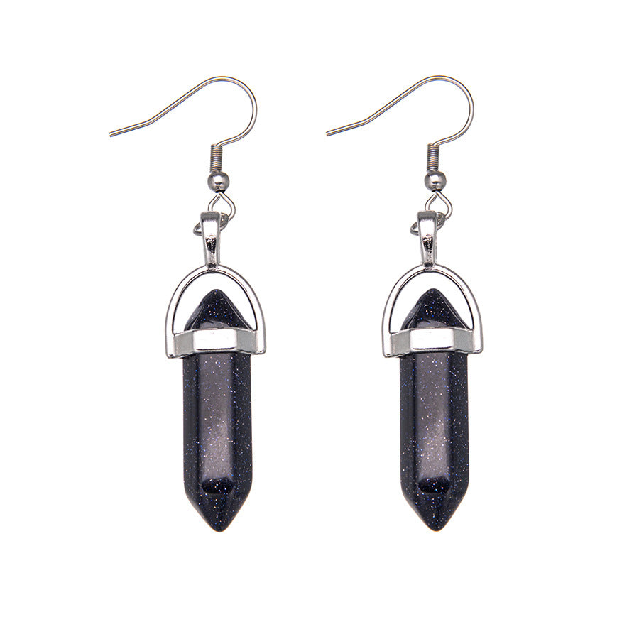 Crystal Hexagonal Column Pendant Stainless Steel Earrings