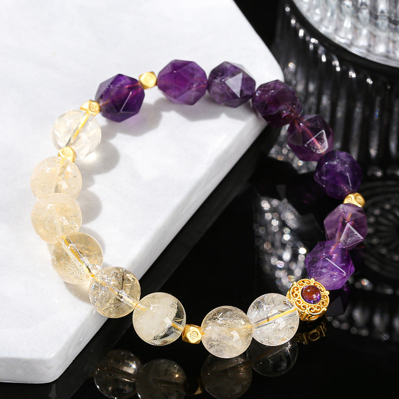 Natural citrine and amethyst bracelet.