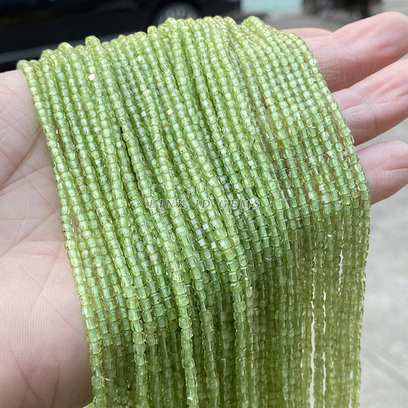 2Mm natural olivine faceted square loose beads