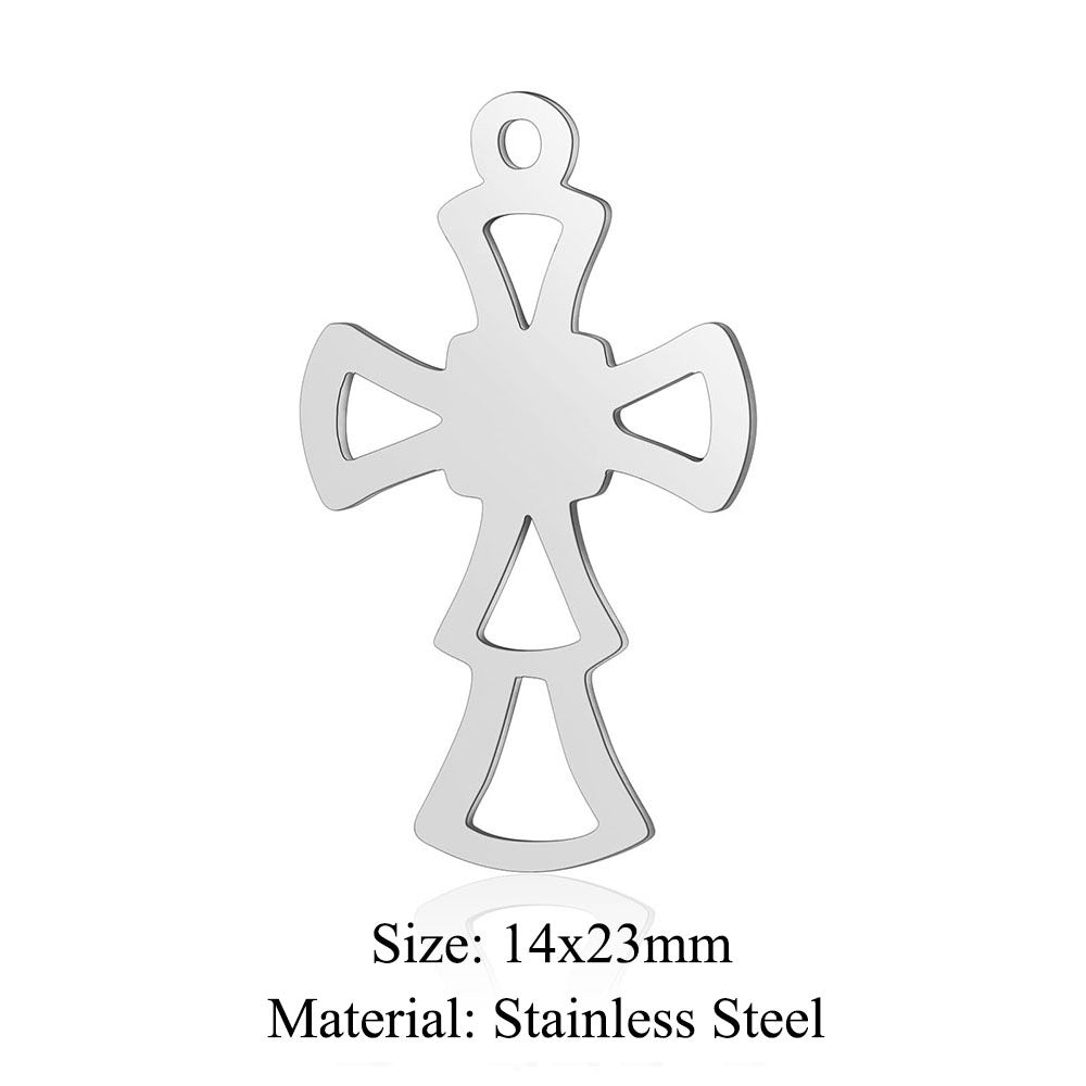 5 pcs/titanium steel hollow cross pendant.