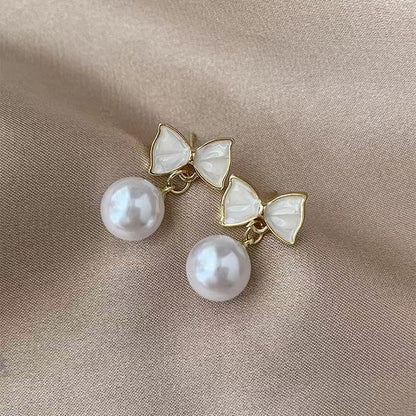 Bow pearl earrings fashion