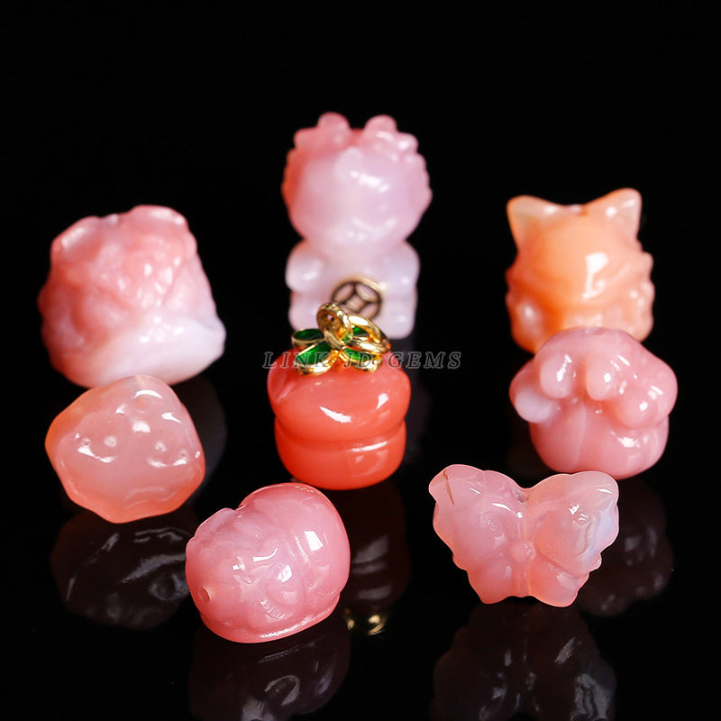 Scarlet Yanyuan agate safety buckle loose beads