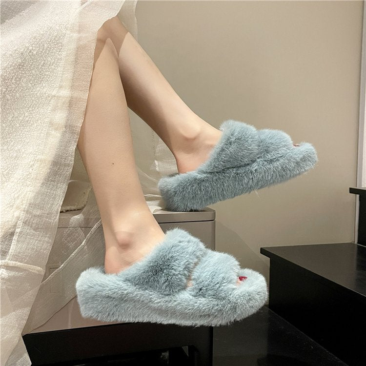 Warm home one-word cotton slippers