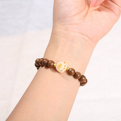 Chicken wing wood round bead charcoal braised Bodhi cat claw bracelet