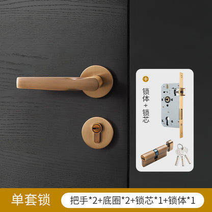 Gold mechanical door lock handle lock