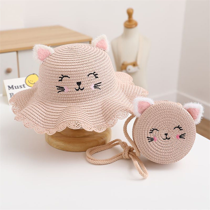 New Kids' Straw Hat Cat Bag