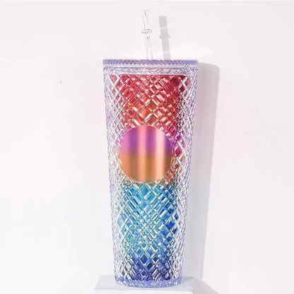 Multi-color rhombus cup with lid