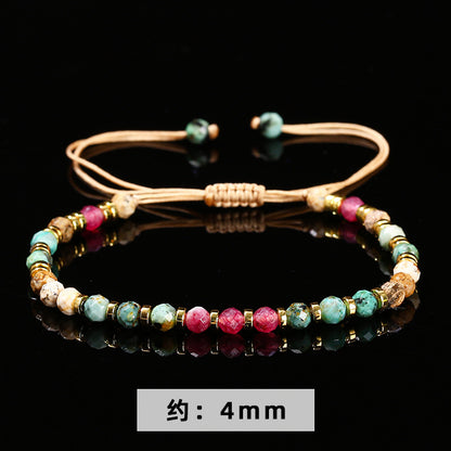 Pulsera tejida de turquesa y calcedonia