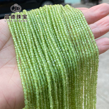 2Mm natural olivine faceted square loose beads