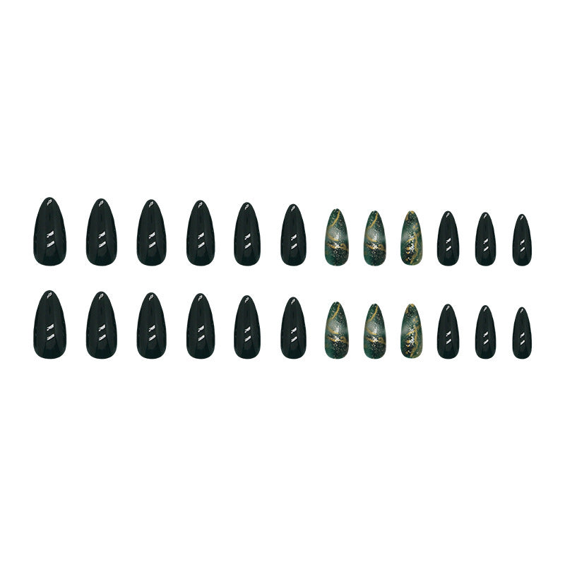 Classical Dark Green Jade Detachable Fake Nails