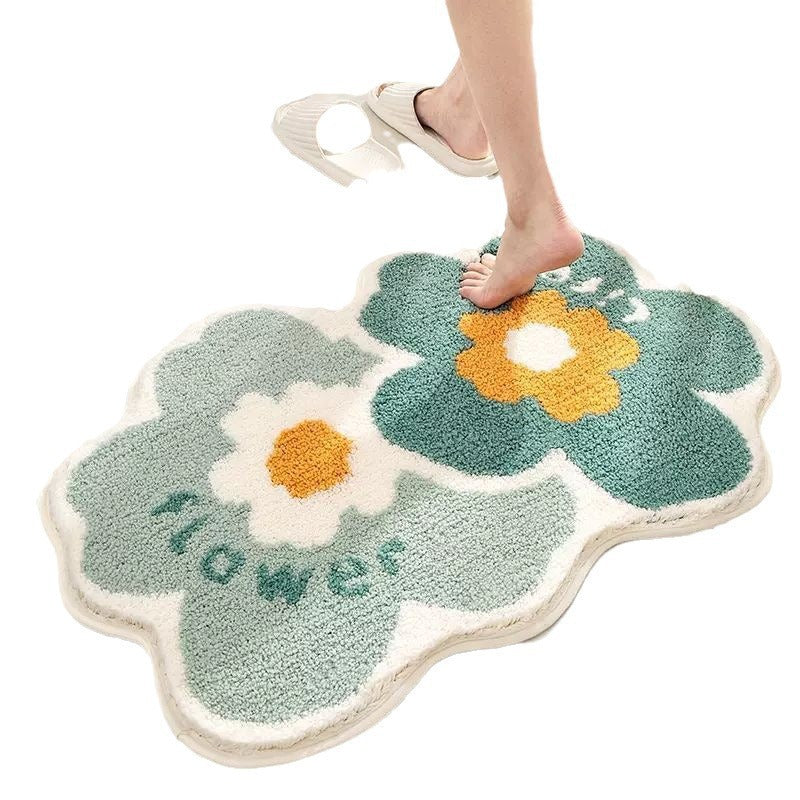 Non-slip floral bath mat