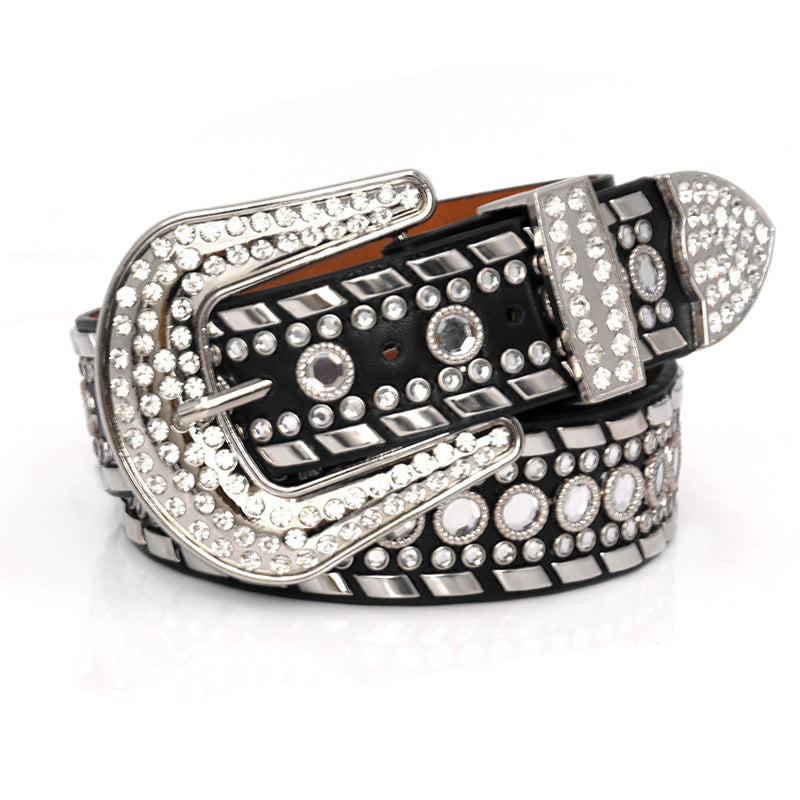 Belt rivet rhinestone inlay