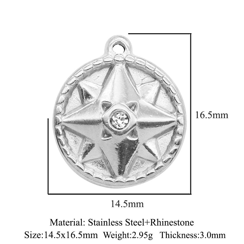 3 pcs/pack stainless steel star moon geometric pendant