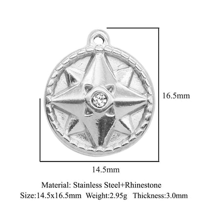 3 pcs/pack stainless steel star moon geometric pendant