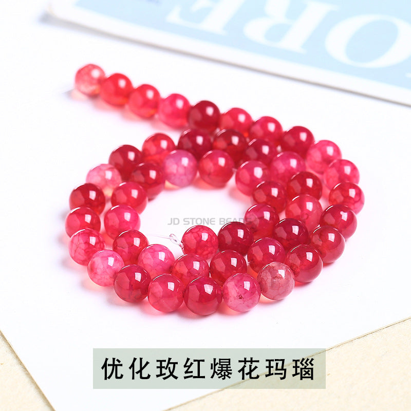 Red dragon pattern agate loose bead jewelry accessories