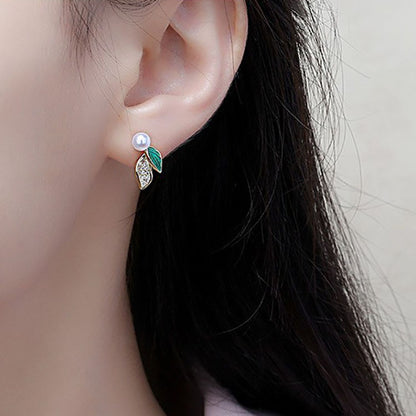 Leaf stud earrings gold-plated color retention wholesale