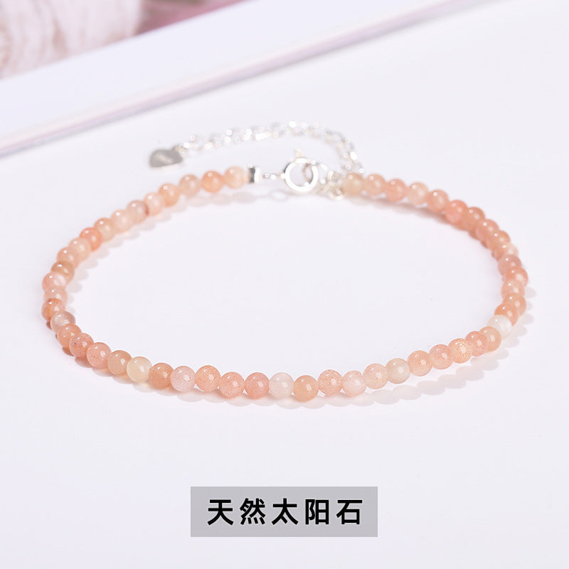 3Mm natural stone crystal agate round bead extremely fine bracelet