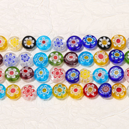 Thousand flowers glazed loose beads flat round beads