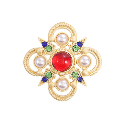 Glazed bead brooch retro