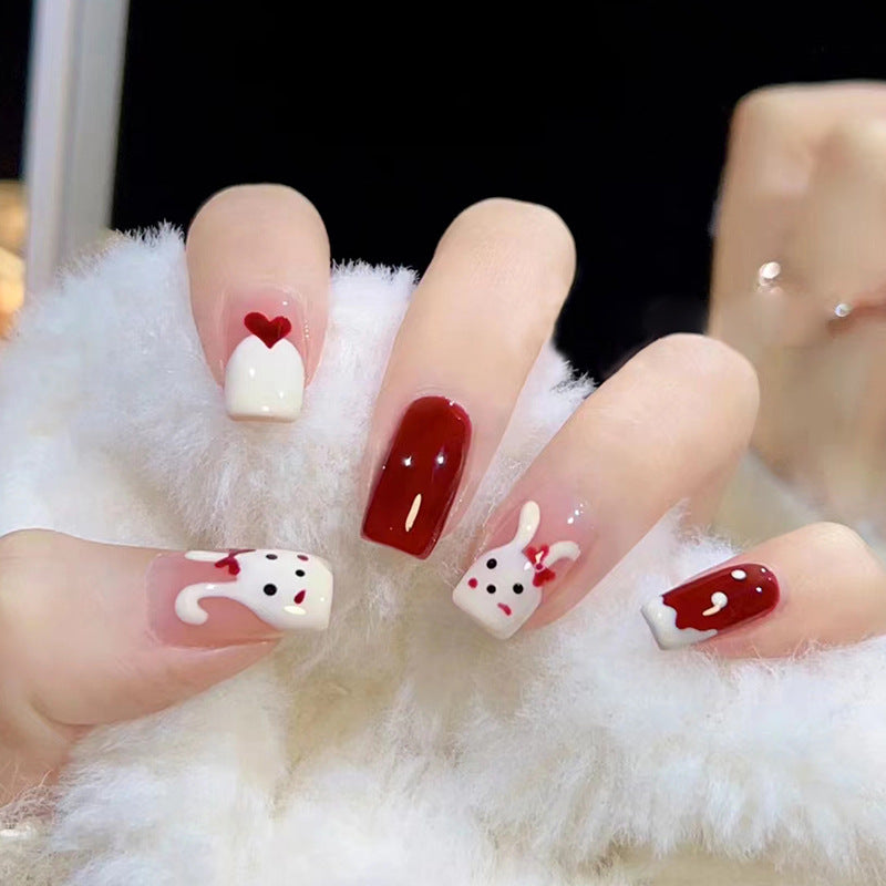 Red Bunny New Year Nails