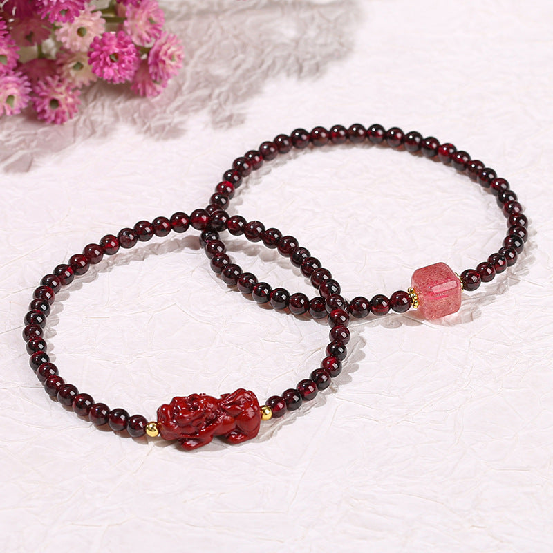 Natural garnet purple sand Pixiu bracelet