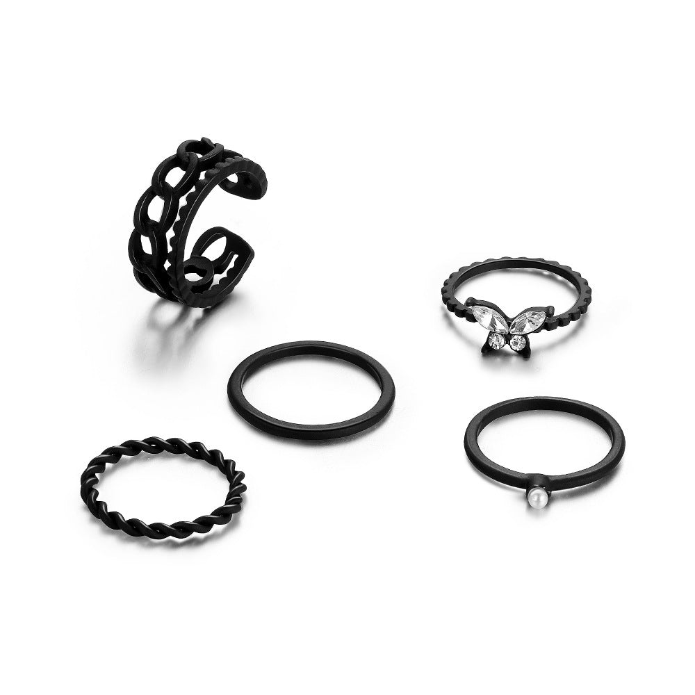 Butterfly ring set 5 pieces multi-jointed ring wholesale