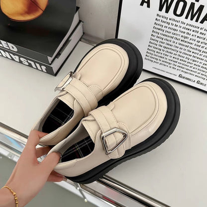 Muffin sole one-line buckle shoes