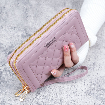 Mobile phone bag double zipper wallet