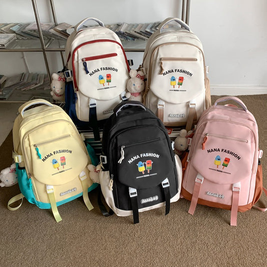 Cute contrast color fashion backpack with large capacity