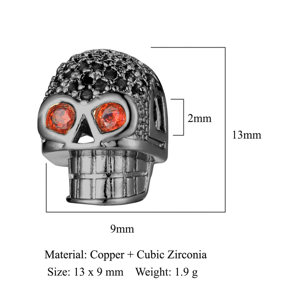 Buddha head skull copper zircon spacer beads