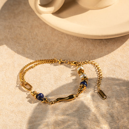 18k pearl lapis lazuli drop bracelet