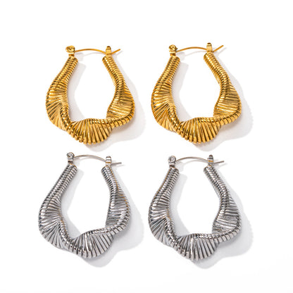 Pleated Ribbed Twisted Wire Earrings