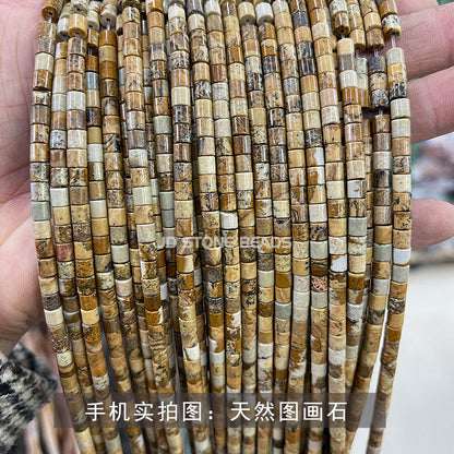 4X4mm powder crystal jade round tube loose beads