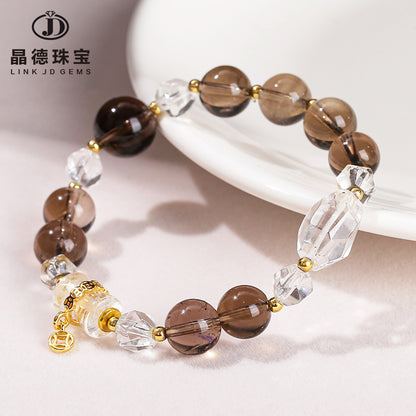 7A Natural Tea Crystal White Crystal Bamboo Bracelet