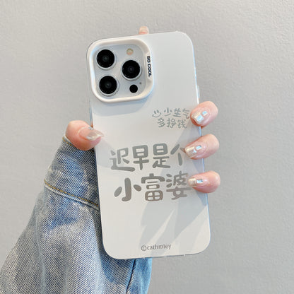 IMD Silver Case iPhone15 Pro XR 13 Rich Girl Text Cover