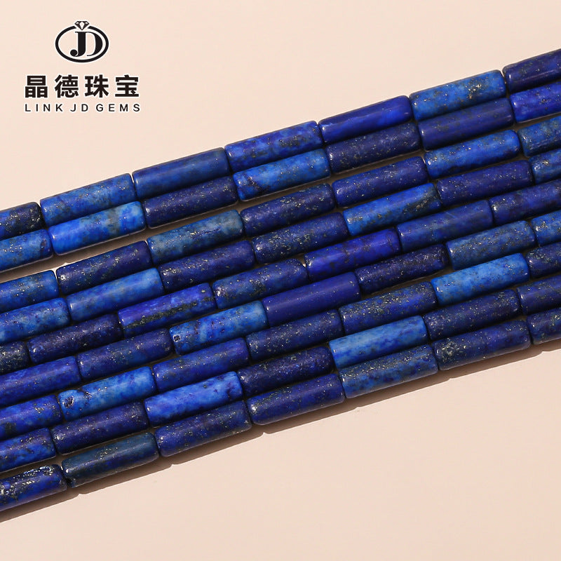 4 * 13 natural lapis lazuli round tube loose beads