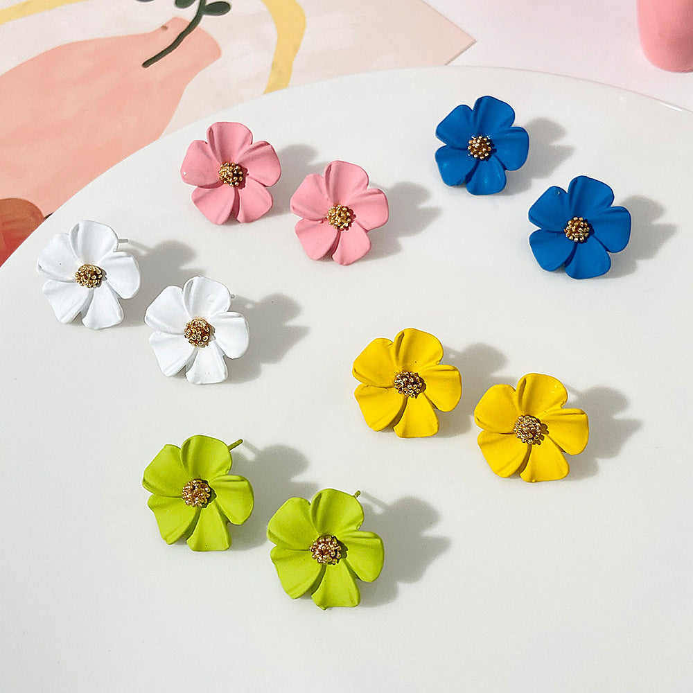 Flower stud earrings girlish temperament