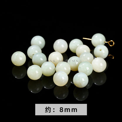 Hetian jade half-hole round beads handmade loose beads