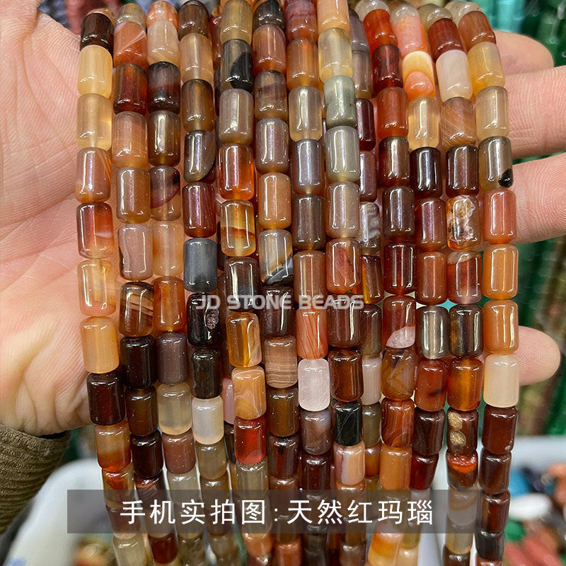 6X10mm crystal agate cylindrical loose beads