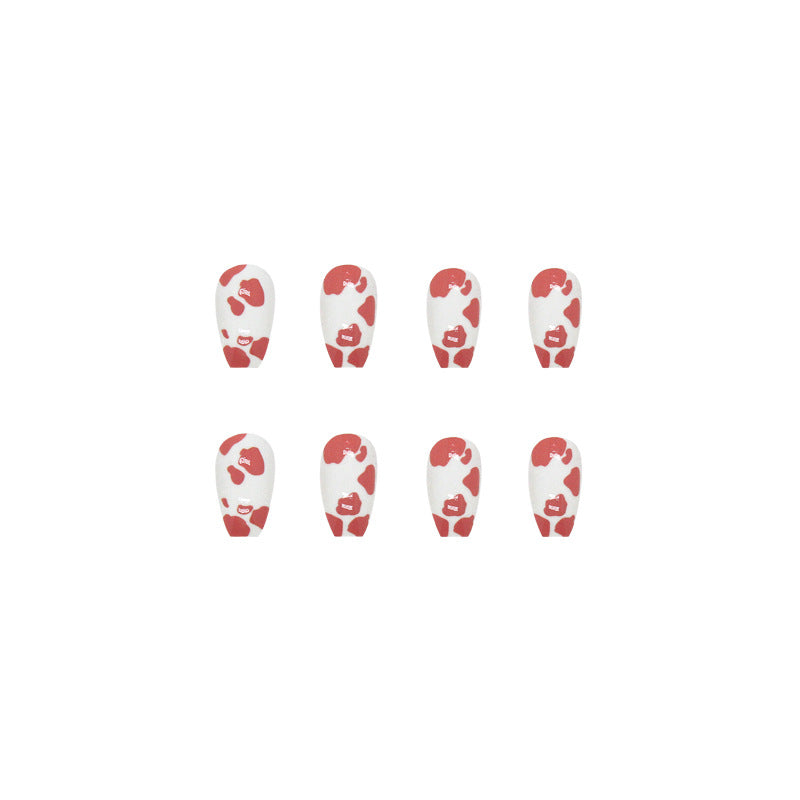 Cow Print Short Ballet Wearable Nails