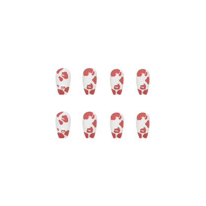 Cow Print Short Ballet Wearable Nails