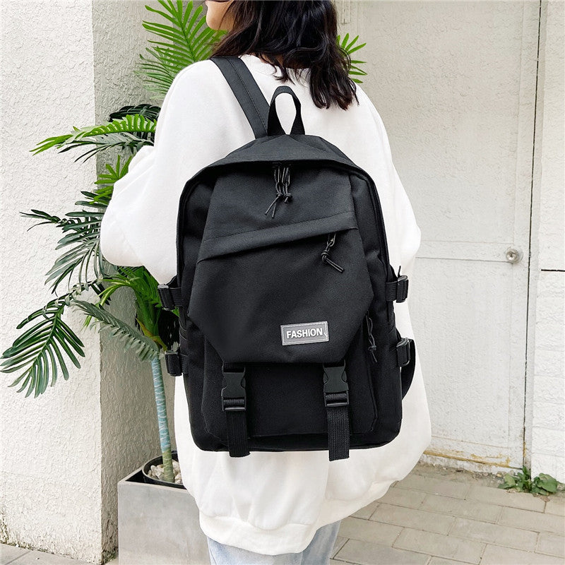 Solid color backpack Oxford cloth school bag