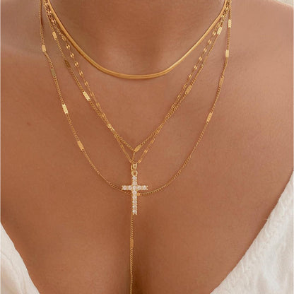 Cross Pendant Layered Necklace