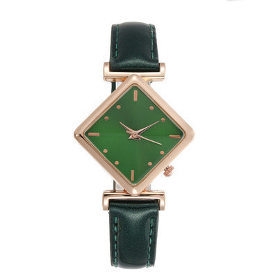 Glossy Leather Strap Womens Watch