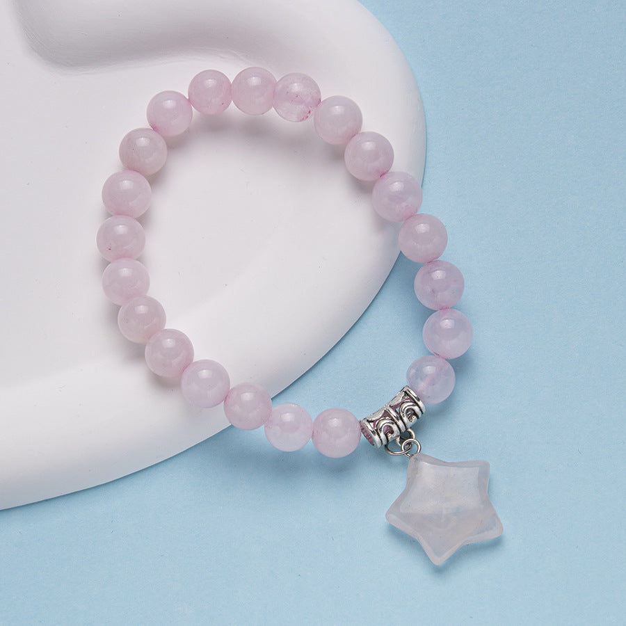 Natural Stone Crystal Star Pendant Stretch Bracelet