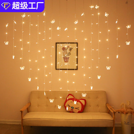 LED colored lights butterfly heart shaped lights clip love curtain lights