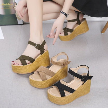 Muffin wedge heel platform sandals