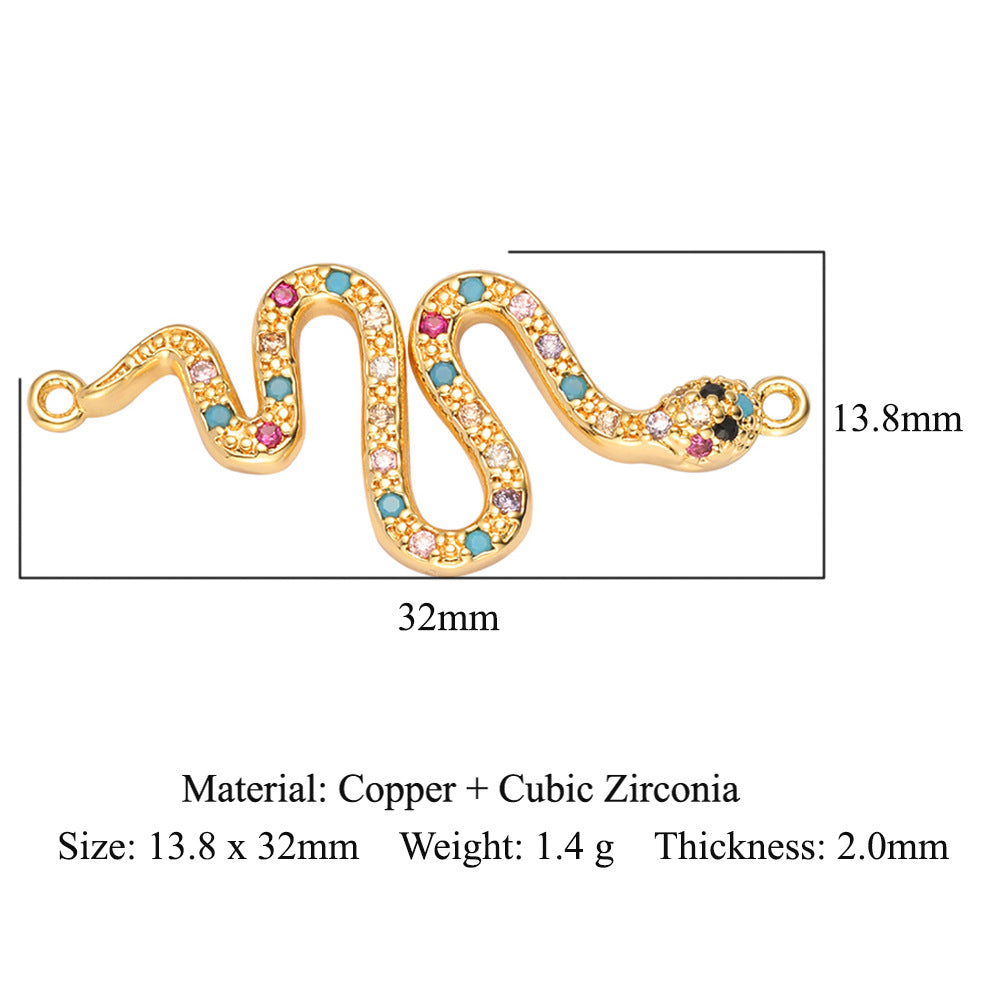 Leaves Flowers Stars Moon Double Hole Copper Zircon Accessories