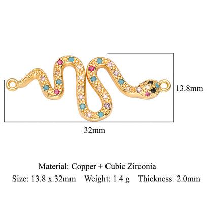 Leaves Flowers Stars Moon Double Hole Copper Zircon Accessories